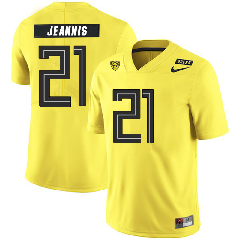 2019 Men #21 Tevin Jeannis Oregon Ducks College Football Jerseys Sale-Yellow - Click Image to Close
